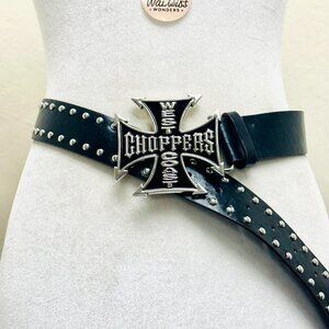 Y2K 2000s style Black and silver West Coast Choppers belt